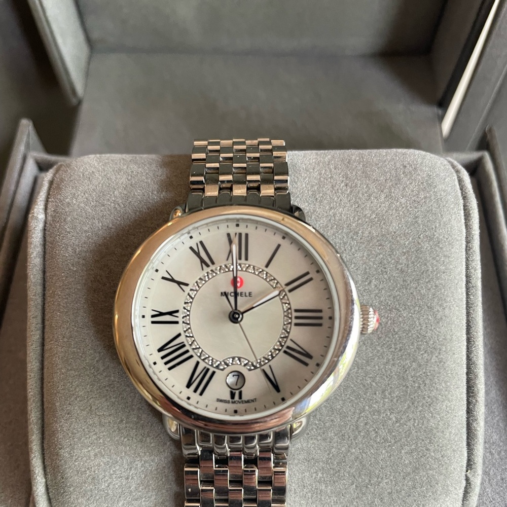 Michele serein stainless diamond dial watch